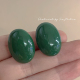2025新款 复古港风耳环女氛围感小众绿色椭圆耳钉轻奢高级感耳夹