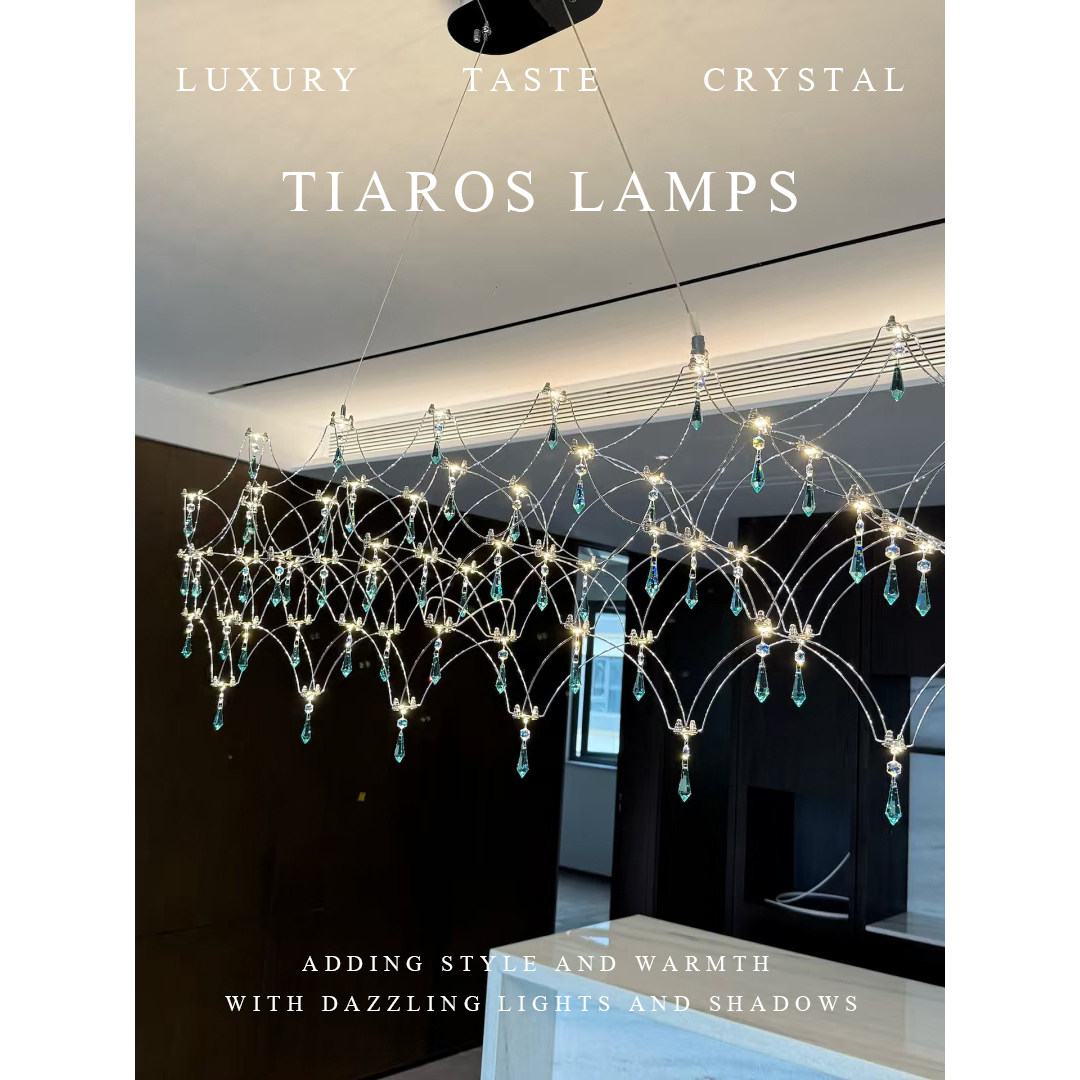 TIAROS法式水晶餐厅吧台萤火虫吊灯轻奢意式满天星一字型岛台灯具