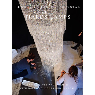 TIAROS复式楼旋转楼梯水晶吊灯施华洛世奇轻奢简约轻奢意式冰柱灯