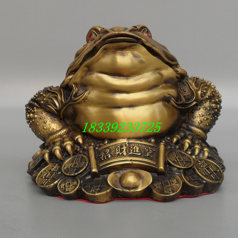 大号纯铜七星金蟾黄铜金蟾蜍招财进宝三足金蟾蜍风水摆件21cm