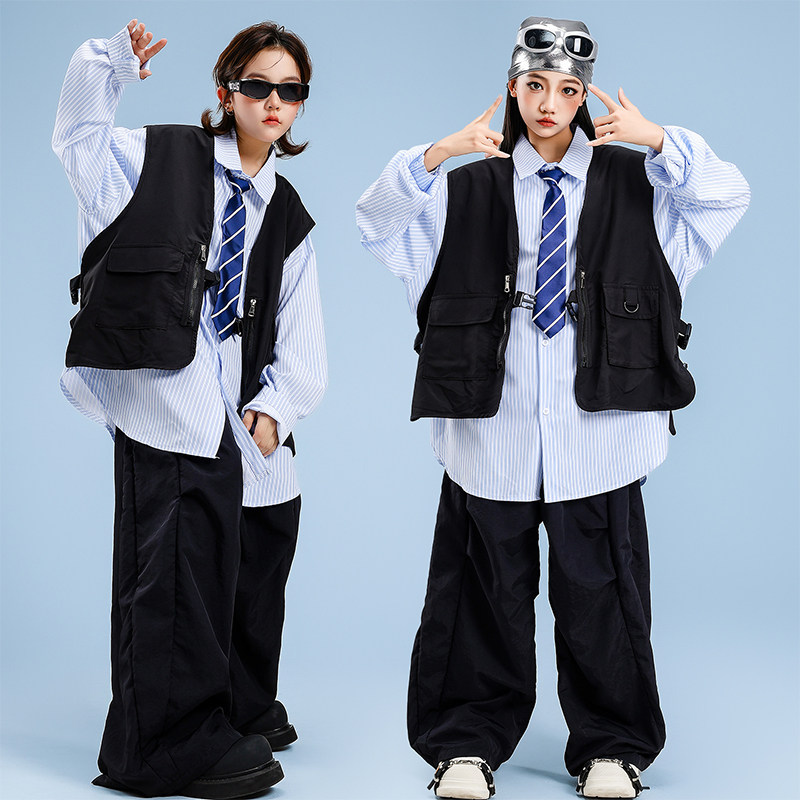 儿童酷帅衬衫嘻哈街舞架子鼓潮服图片