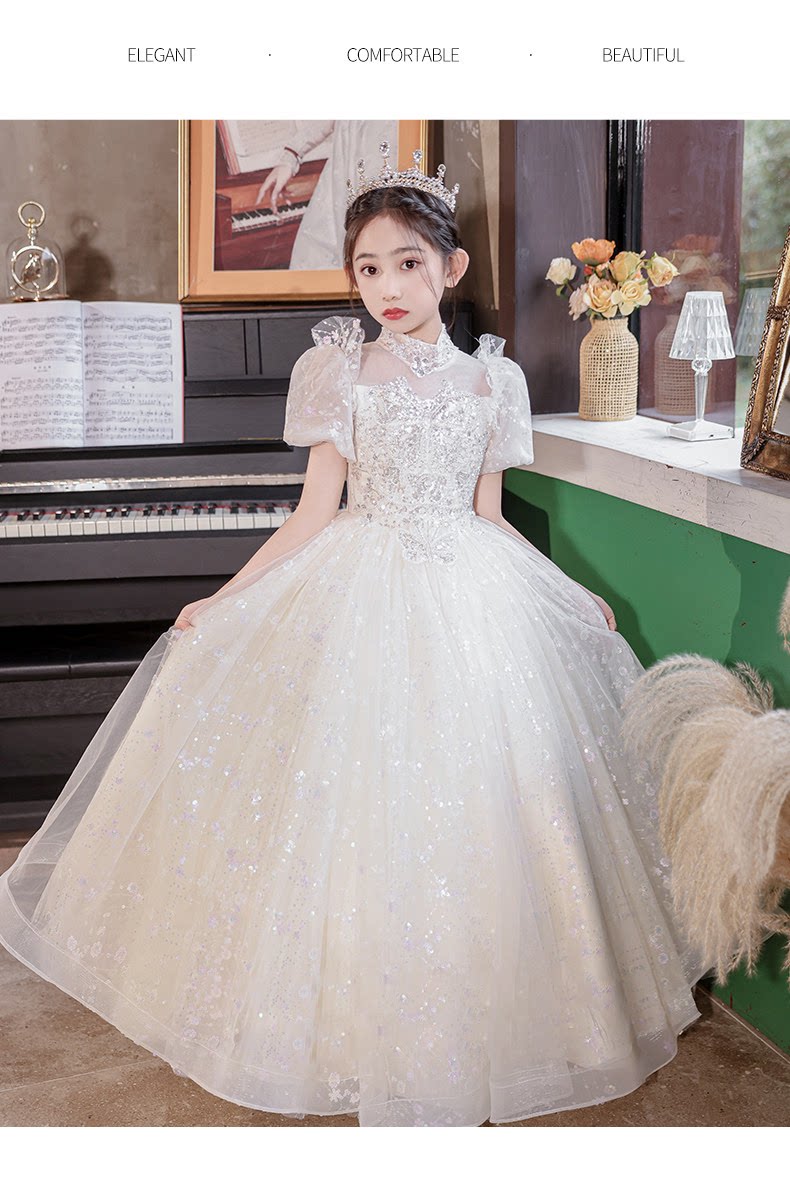 女童礼服主持人轻奢小众高端儿童钢琴演奏女大童十岁生日公主裙图片