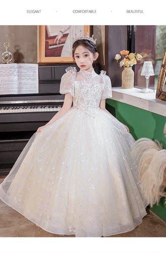 女童礼服主持人轻奢小众高端儿童钢琴演奏女大童十岁生日公主裙