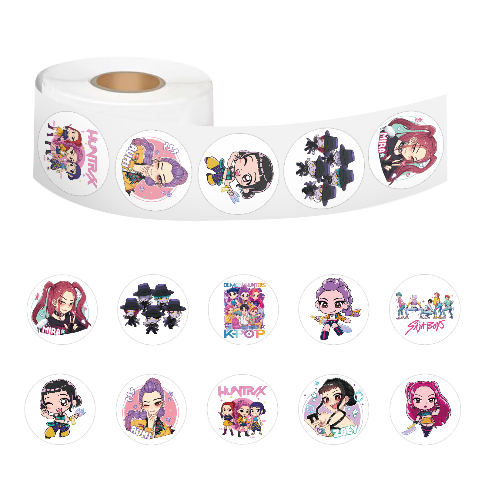 500张恶魔猎人猎魔女团卷卷贴纸儿童手账装饰贴DIY文具封口贴贴画