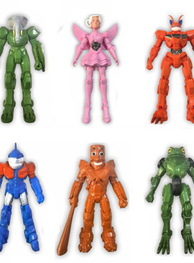 新款未来机甲木棍人战士手办公仔ai山海经通通通盲盒卡片盲袋玩具