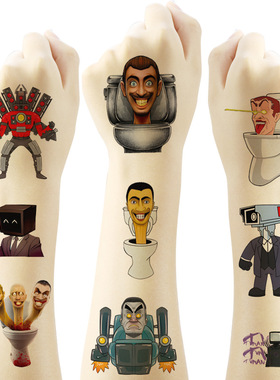 马桶人大战泰坦监控人防水纹身贴skbd toilet儿童卡通周边装饰贴