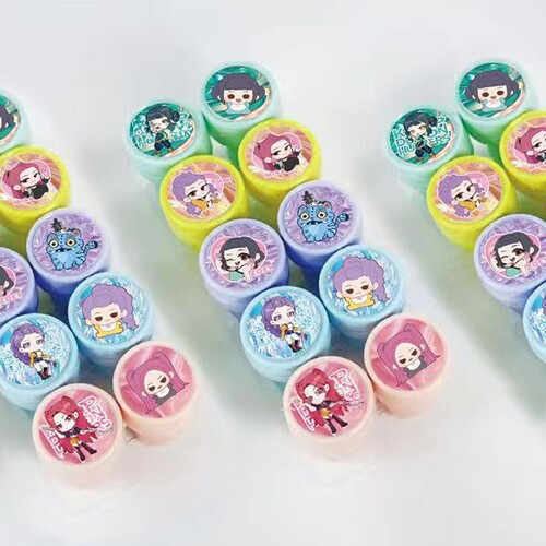 外贸热卖K-POP猎魔女团自来水印章卡通创意手帐印章儿童奖励印章