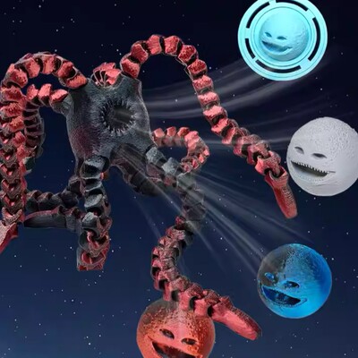 月亮醒了3D打印宇宙吞星触手怪玩具苏醒的太阳行星睡醒手办模型具
