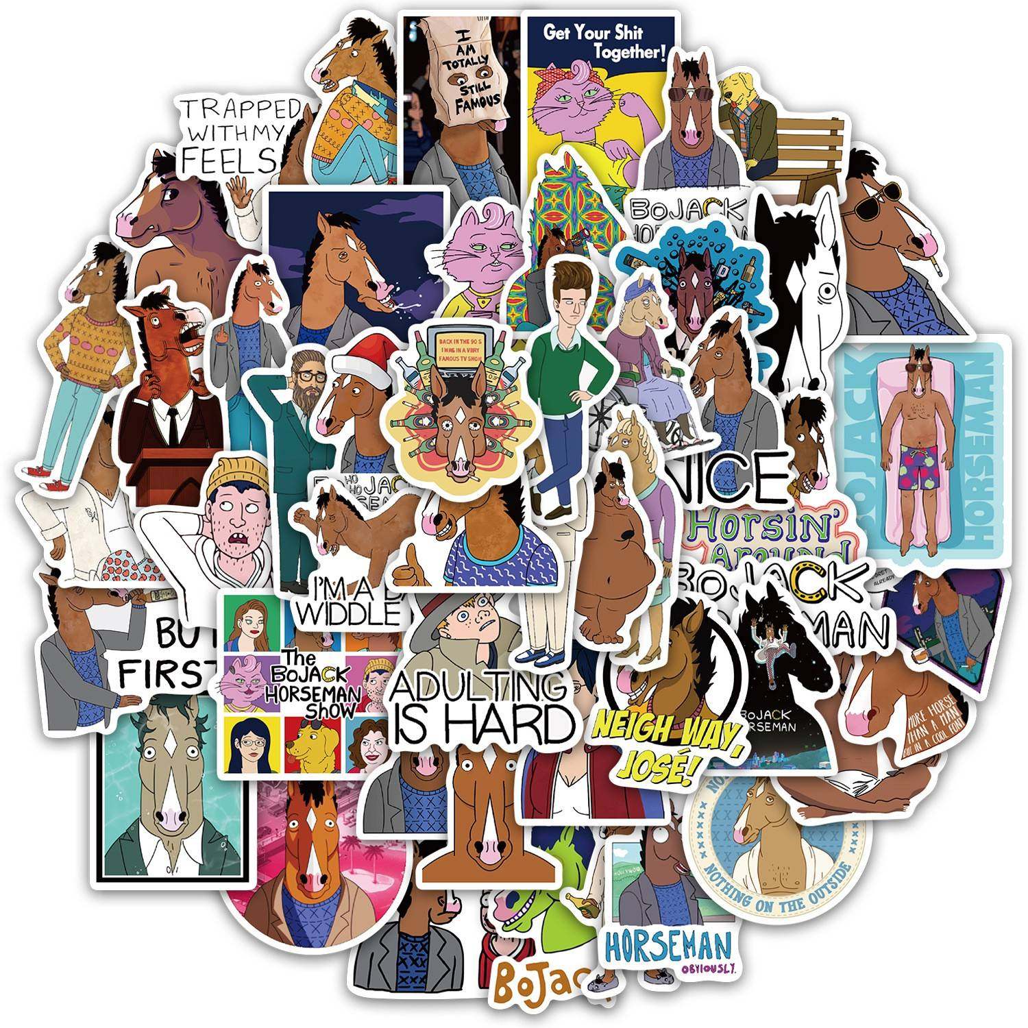 跨境新品BoJack Horseman贴纸DIY手机壳笔记本电脑保温水杯贴纸,文具电教/文化用品/商务用品,贴纸/立体贴纸,淘宝优惠券,粉丝福利购,淘宝优惠卷