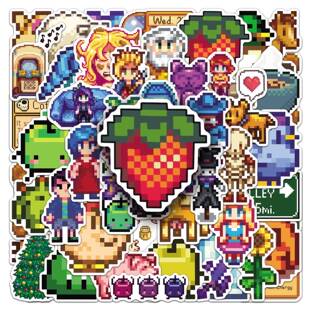 50张星露谷物语贴纸Stardew Valley像素游戏可爱咕卡手账文具贴纸