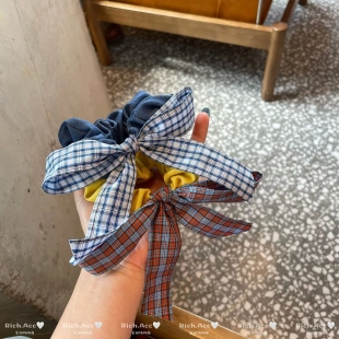 子蝴蝶结飘带纯色大肠发圈小清新甜美头绳新 实拍 复古学院风格