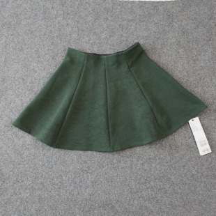 艾格春季 甜美休闲百搭绿色纯色半身裙