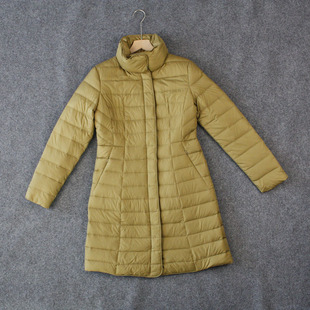 艾格冬季甜美休闲百搭纯色修身无帽长袖中长款羽绒服