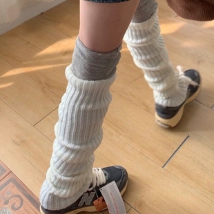 袜套女秋冬保暖长筒袜子修饰腿型小腿配靴子加厚中筒袜针织堆堆袜
