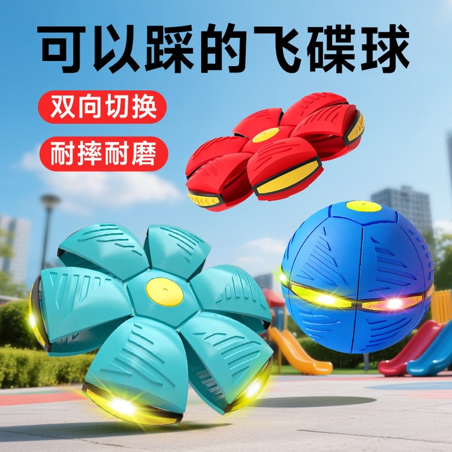 儿童弹力球踩踩球飞碟变形球宝宝男孩蹦蹦户外类发光网红解压玩具