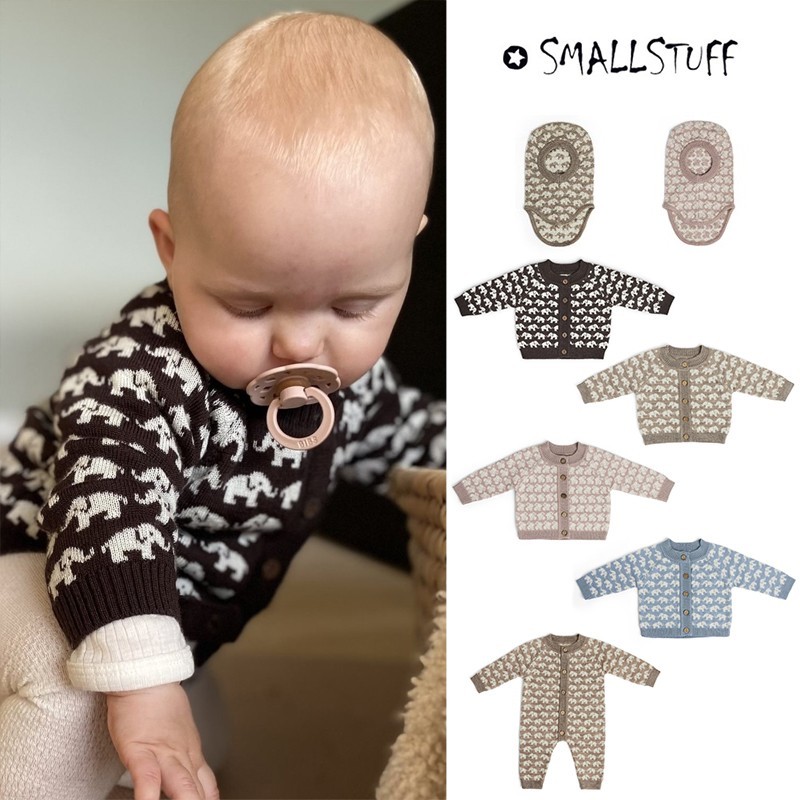 9Z  Little家 丹麦smallstuff FW25秋冬儿童羊毛开衫连体衣防风帽