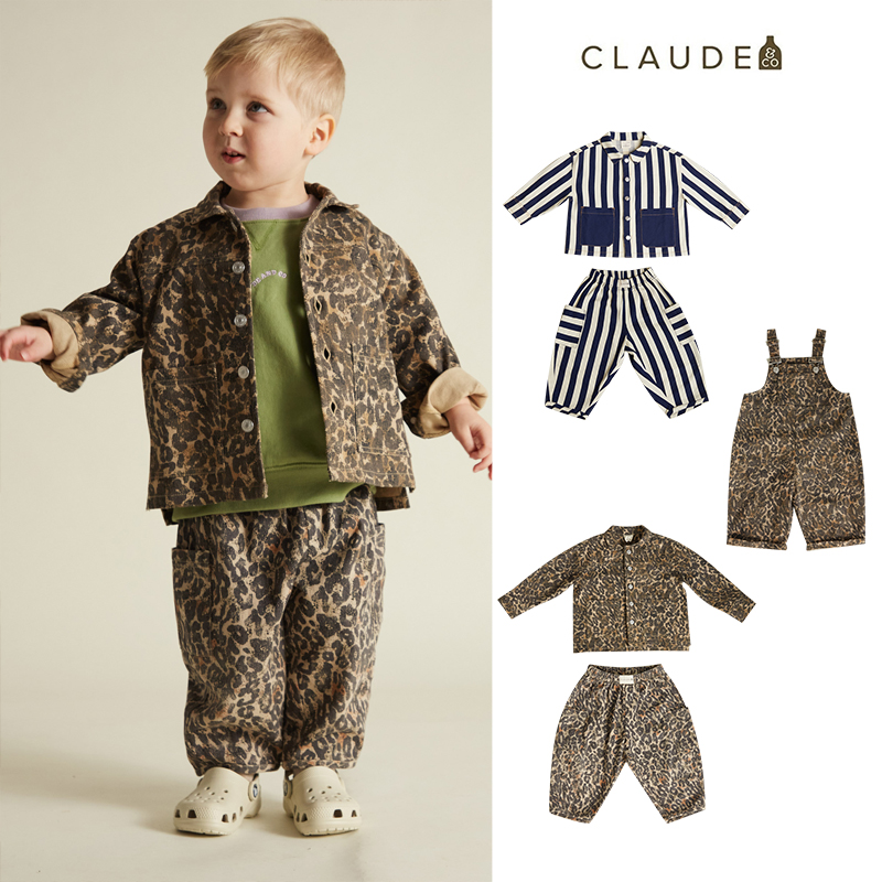 9Z Little家现货 英国Claude Co FW25秋冬儿童豹纹外套长裤背带裤