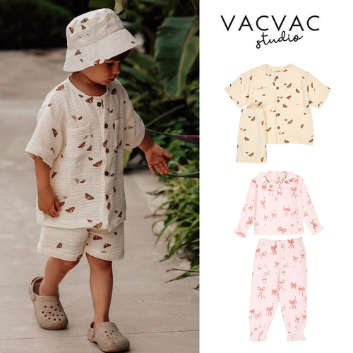 Little家现货 丹麦VACVAC SS26春夏儿童棉纱短袖短裤套装