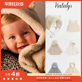 5件4折Little现货法国 natalys FW24新生儿宝宝加绒外套马甲帽子