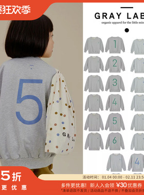 3件5折Little现货荷兰gray label FW24儿童限量个性生日数字卫衣