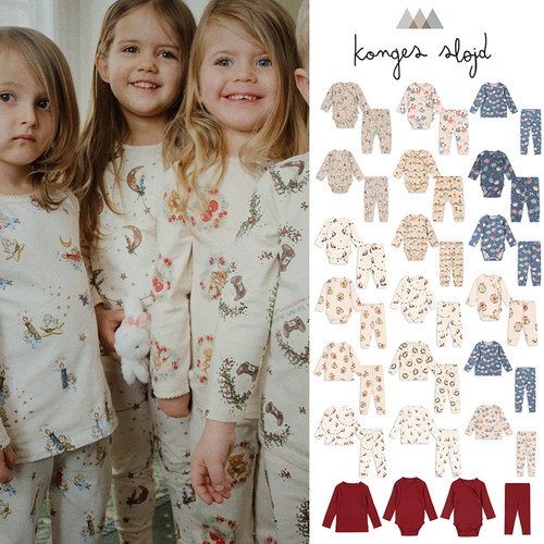 3件5折Little丹麦Konges Slojd FW25新生儿宝宝圣诞居家服套装