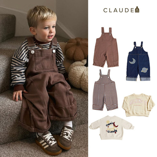 75Z Little家现货 英国Claude Co FW25儿童卫衣T恤牛仔背带裤