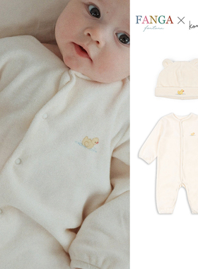 75Z Little现货 丹麦FANGA FW25新生儿宝宝长袖毛绒连体衣胎帽