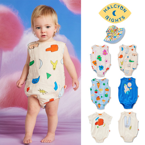 Little现货 墨尔本Halcyon Nights SS26宝宝无袖包屁衣连体衣帽子