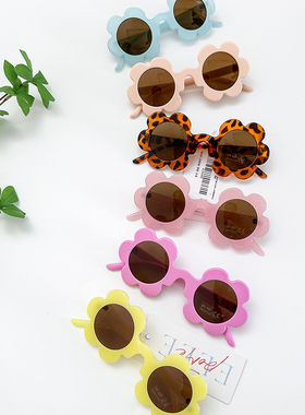 65Z Little家现货 ELLEPORTE FW24儿童花朵爱心太阳眼镜复古墨镜