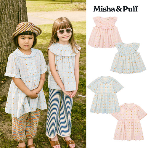 7Z Little现货 Misha Puff SS26儿童女宝印花上衣连衣裙有机棉