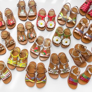 SS25春夏儿童花朵彩编织条露趾凉鞋 API Little现货法国POM