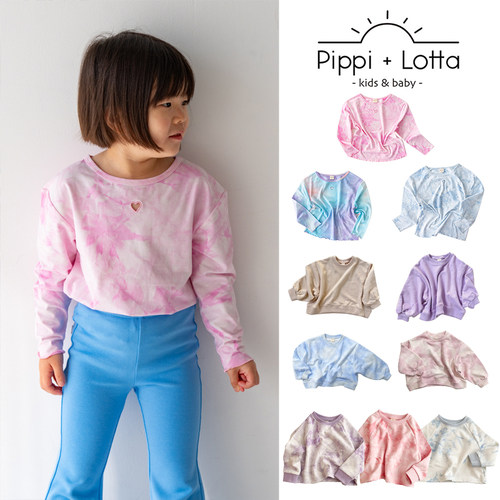 7Z补货 little日本pippi lotta FW25儿童卫衣长袖T恤上衣扎染风