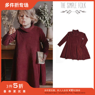 3件5折 simple folk FW23儿童女宝天鹅绒连衣裙 Little家英国the