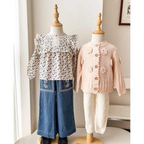 7Z Little现货 法国louise misha FW25儿童女宝碎花上衣牛仔裤