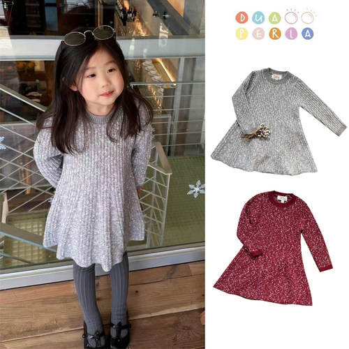 Little家 Dua perla SS26新款女童日常纯色韩系长袖连衣裙