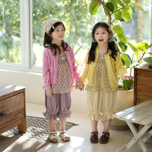 Little家 Dua perla SS26新款女童纯色休闲日常针织开衫