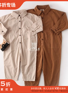3件5折 Little英国 the simple folk FW23春夏儿童翻领连体工装裤