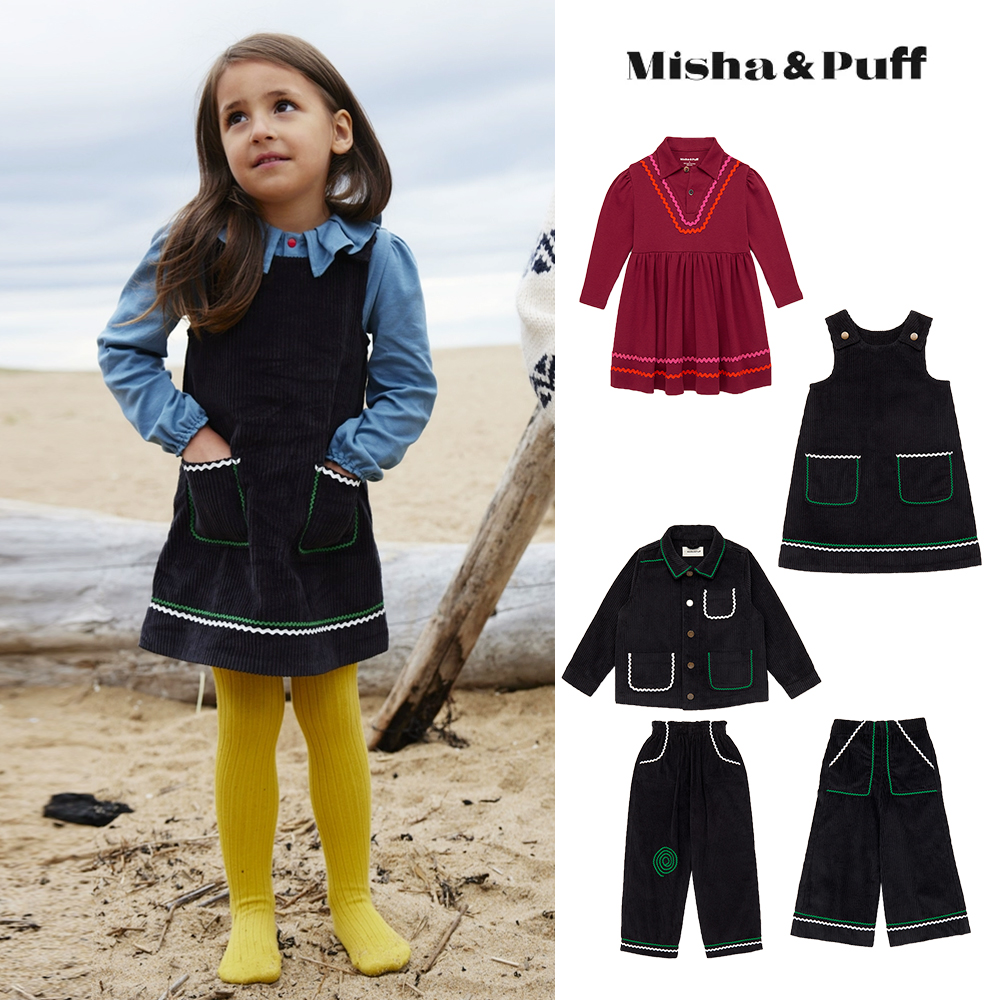 7ZLittle现货 Misha Puff FW23儿童复古灯芯绒开衫阔腿裤连衣裙