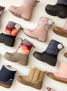 85Z Little现货丹麦WHEAT FW25秋冬儿童加绒加厚雪地靴棉靴长筒靴