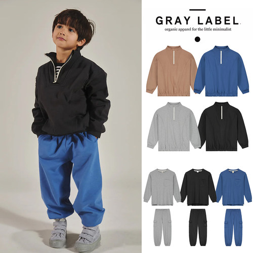 3件5折Little荷兰gray label FW24儿童有机棉长袖T恤上衣工装裤