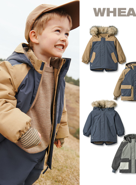 7Z Little丹麦WHEAT FW25男女宝宝防风加厚夹克棉服冲锋衣