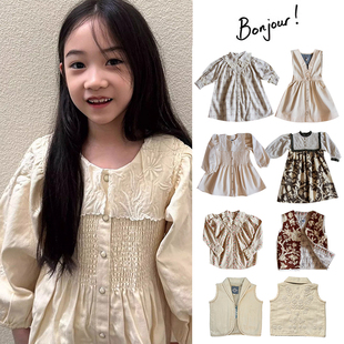 法国bonjour FW24女宝复古刺绣翻领连衣裙上衣马甲 Little现货
