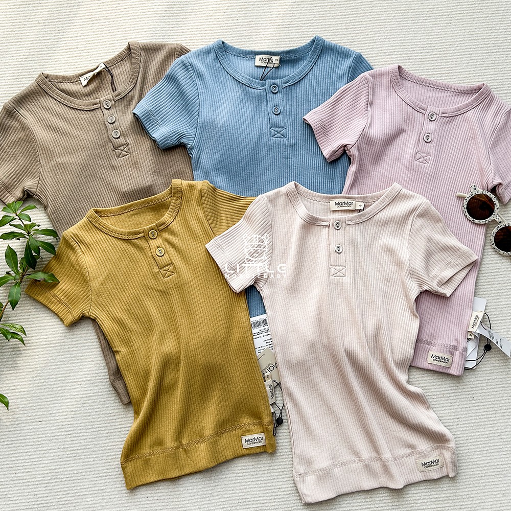 7Z Little家丹麦Marmar SS24春夏婴幼T恤莫代尔开扣短袖短裤半裙