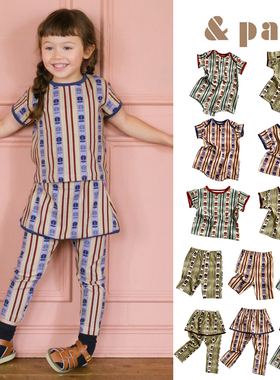 Little家现货 日本And Pal SS26春夏儿童条纹包屁衣短袖裙裤裤子