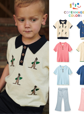 Little现货Copenhagen Colors SS26春夏儿童针织短袖polo衫喇叭裤