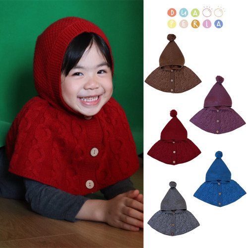 Little家 Dua perla FW25新款女童日常保暖多色羊毛披风斗篷