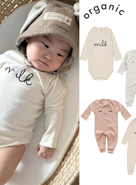 85Z Little英国Organic Zoo FW25新生儿宝宝亲肤长袖连体衣包屁衣