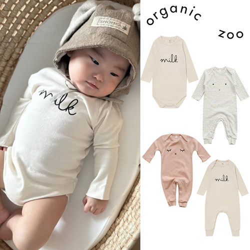 85Z Little英国Organic Zoo FW25新生儿宝宝亲肤长袖连体衣包屁衣