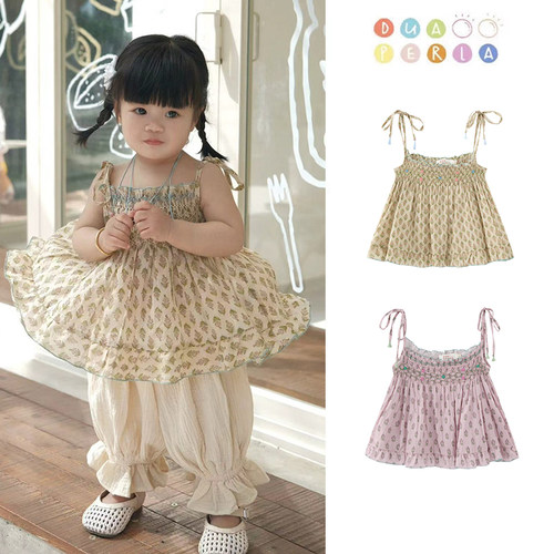 Little家 Dua perla SS26新款女童进口面料打揽吊带上衣
