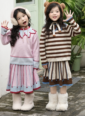 Little Dua perla FW25新款秋冬纯羊毛针织上衣半身裙套装